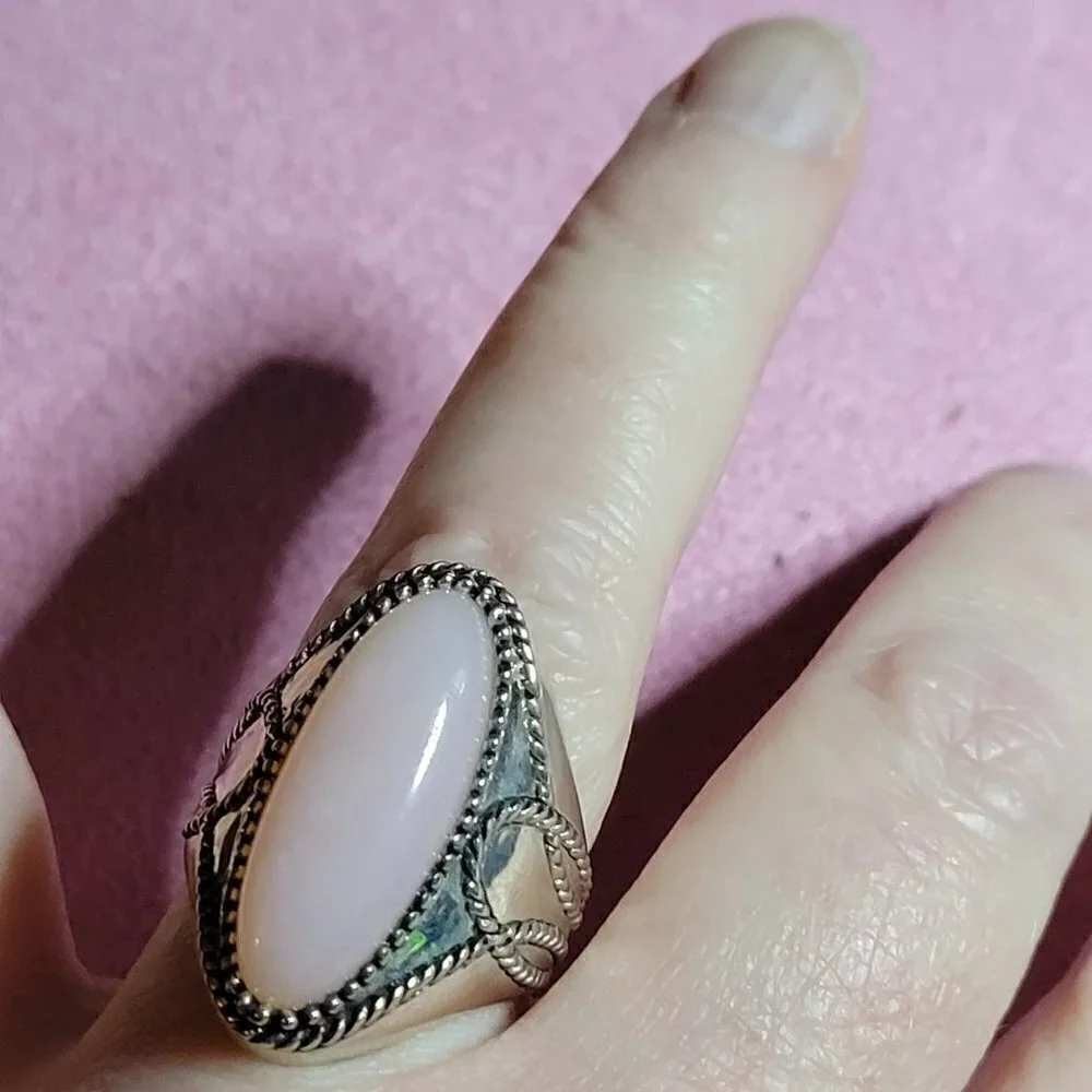 JTV Pink Opal Sterling Silver Cabochon Ring - Picture 4 of 8